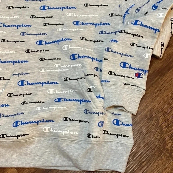 Champion Logo Hoodie Size Large Grey New - Picture 6 of 10